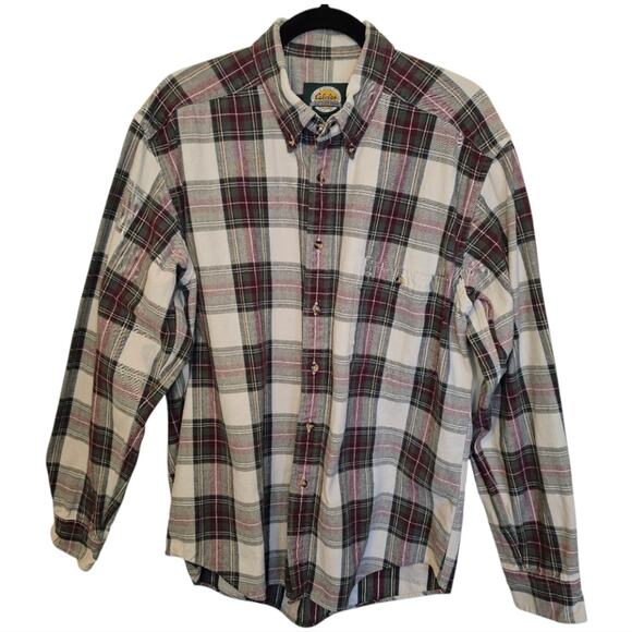 Cabela’s Button Down Shirt – Size Large – Tan, Green & Burgundy Plaid - Picture 1 of 3